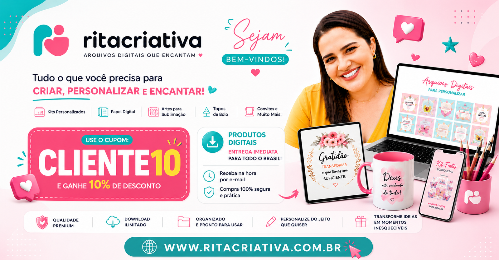 Rita Criativa - use o cupom CLIENTE10 e ganhe 10% de desconto